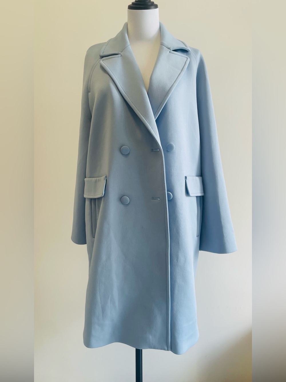 Weekend MaxMara Pale Blue Double-Breasted Pea Coat